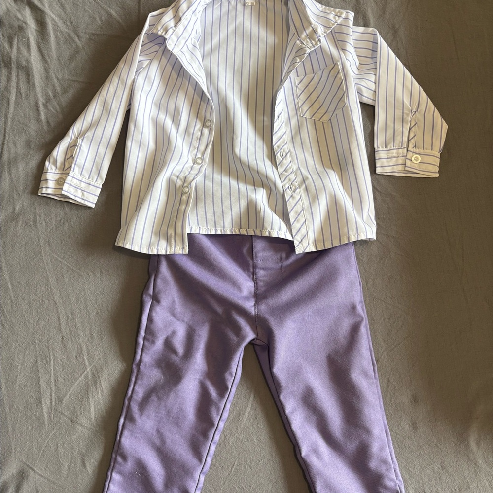Striped Shirt and Purple Pants Set 12-18 mon